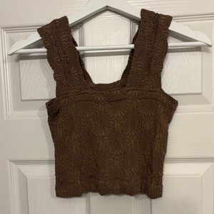 Brown Textured Women's Crop Top